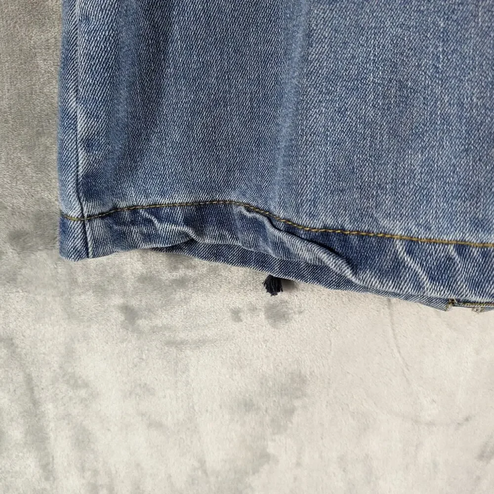 Vintage Denim Jacket Womens Small Hooded Full Zip Snaps Pockets Boho Retro READ